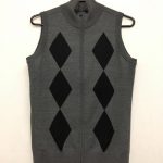 BURBERRY　GOLF　バーバリーゴルフ　ニットベスト　杢グレー×黒　ダブルジップ4180Ｂ